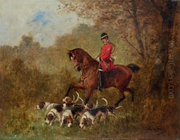 Chasse A Courre Oil Painting by Jean Victor Albert De Gesne