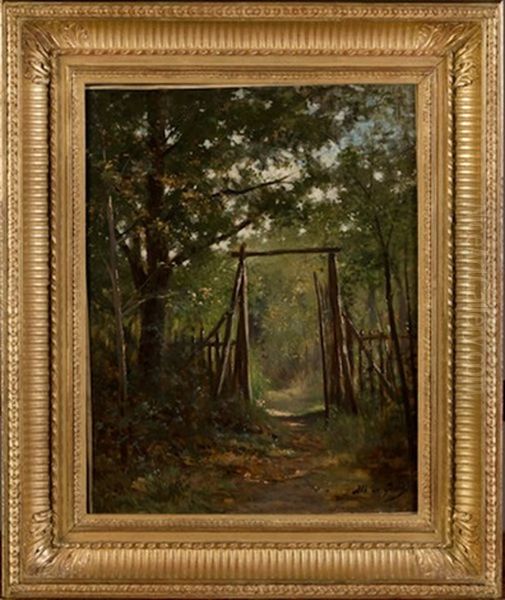 La Porte Du Jardin Oil Painting by Jean Victor Albert De Gesne