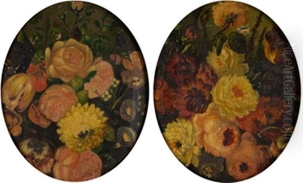 Flores (pair) Oil Painting by Sebastian Gessa Y Arias