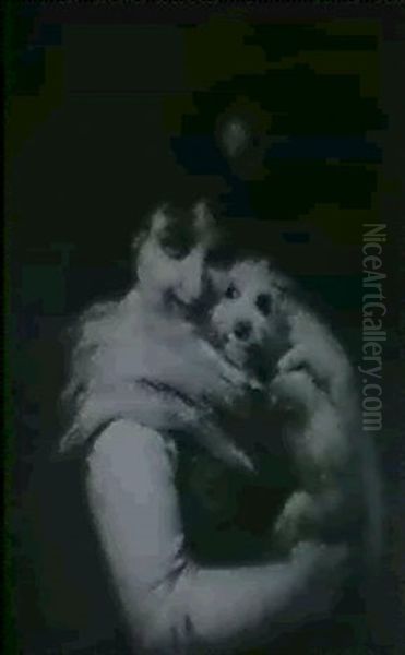 Madchen Mit Hund Oil Painting by Alberto Gessner