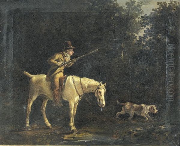 Berittener Jager Mit Hund Oil Painting by Johann Conrad Gessner