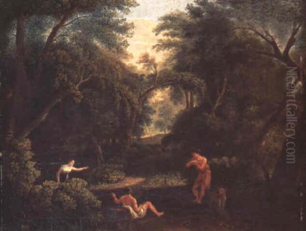 Waldlandschaft Mit Mythologischen Figuren Oil Painting by Salomon Gessner