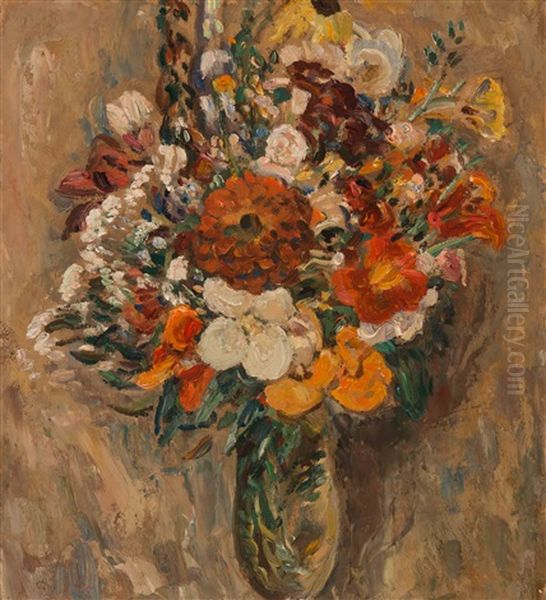 Preliminary Study Of Flowers Oil Painting by Leo Gestel