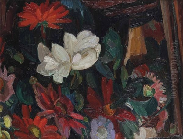 A Flower Still Life Oil Painting by Leo Gestel