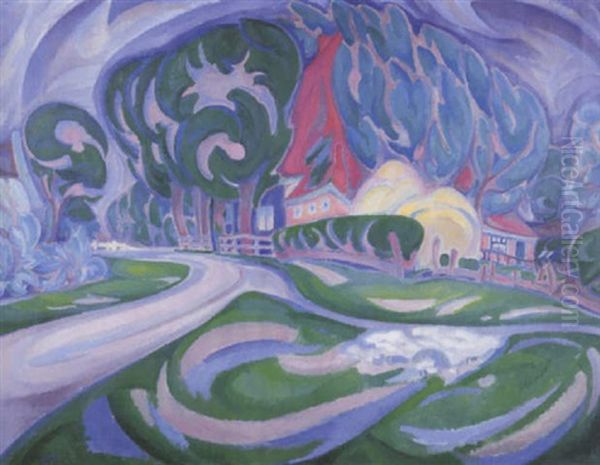 Landweg In Bergen Oil Painting by Leo Gestel