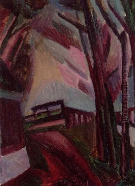 Lanschap Bergen Oil Painting by Leo Gestel