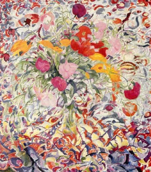 Bloemen Voor Gebloemde Lap Oil Painting by Leo Gestel