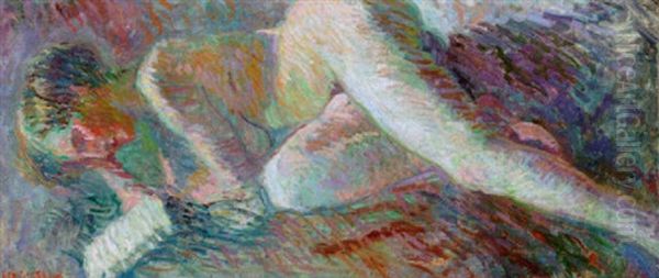 Lezend Naakt Oil Painting by Leo Gestel