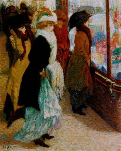 Shopping Ladies Oil Painting by Leo Gestel