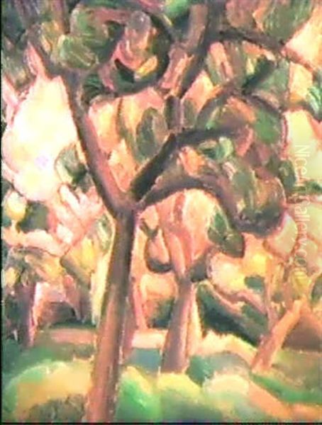 Forest Oil Painting by Leo Gestel