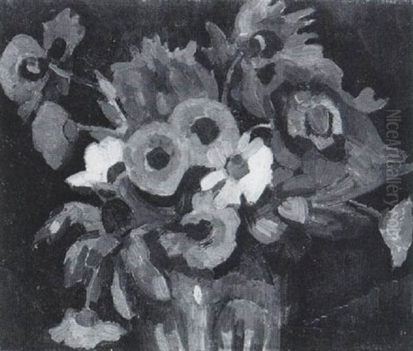 Bloemen In Gemberpot Oil Painting by Leo Gestel