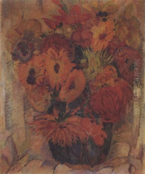 Still Life With Summerflowers Oil Painting by Leo Gestel