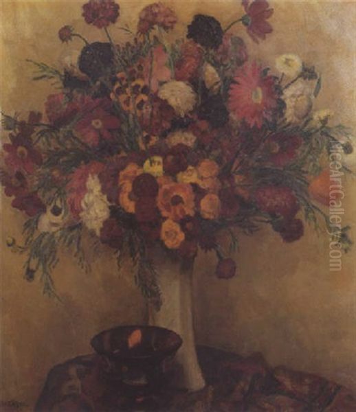 A Summer Bouquet Oil Painting by Leo Gestel