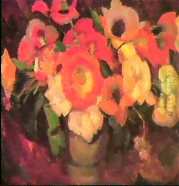 Still Life With Flowers Oil Painting by Leo Gestel