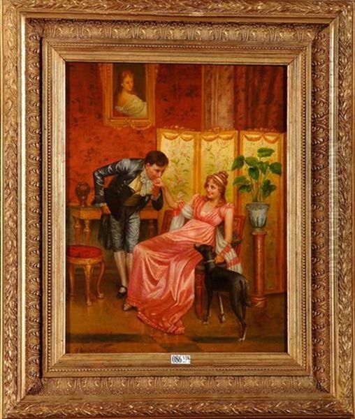 Scene Galante Dans Un Interieur Oil Painting by Albert Geudens