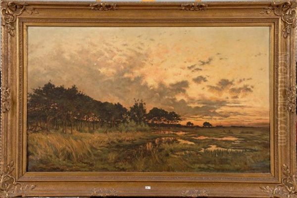 Crepuscule Sur Les Sapinieres De La Campine (after J. Coosemans) Oil Painting by Rene Gevers