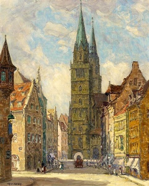 Ansicht Nurnbergs Mit Blick Auf Die Lorenzkirche Oil Painting by Fritz Geyer