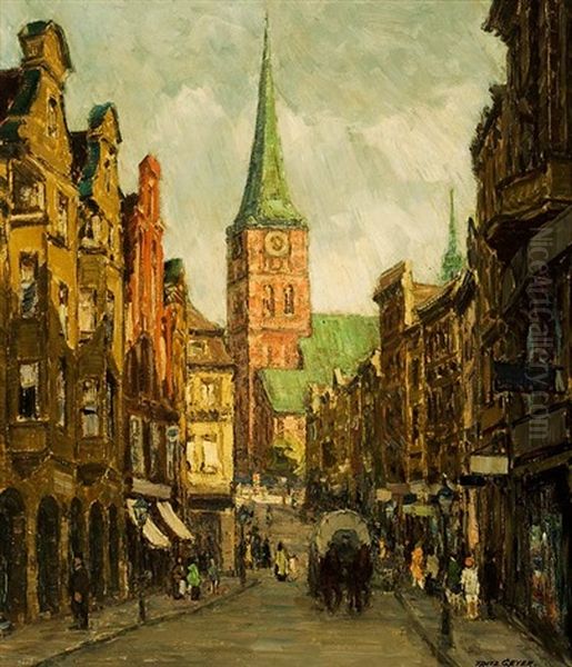 Strasenbild Aus Lubeck Oil Painting by Fritz Geyer