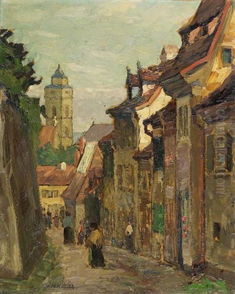 Gasse In Bamberg Oil Painting by Fritz Geyer