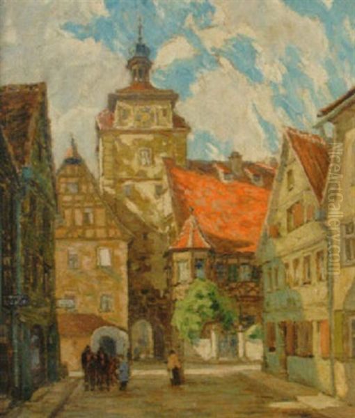 Am Weisen Turm In Rothenburg Oil Painting by Fritz Geyer