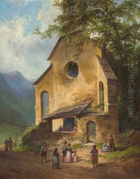 Kirche Bei Unterhaus Nachst Schladming' Oil Painting by Georg Geyer