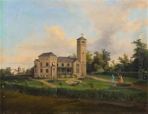 Estate Garden Oil Painting by Georg Geyer