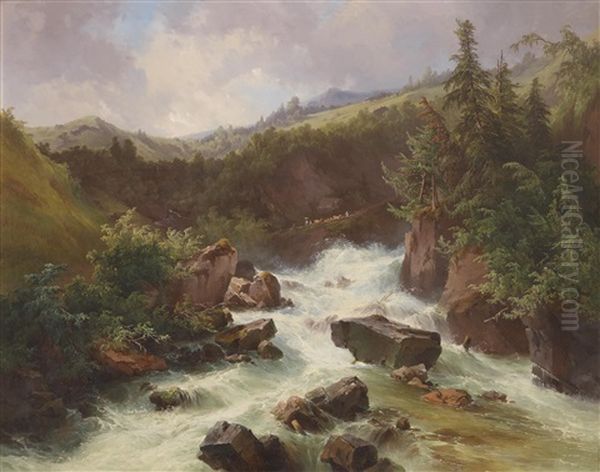 Wildbach Im Gebirge Oil Painting by Georg Geyer