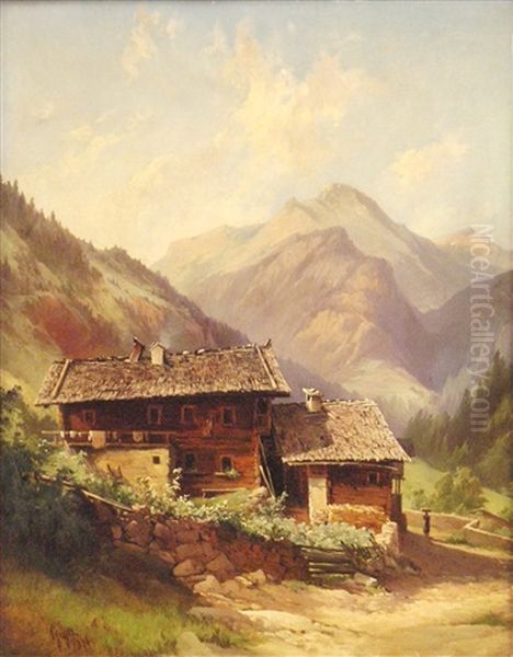 Bauernhof In Den Alpen Oil Painting by Georg Geyer