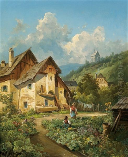 Motiv Kirchberg Am Wechsel Oil Painting by Georg Geyer