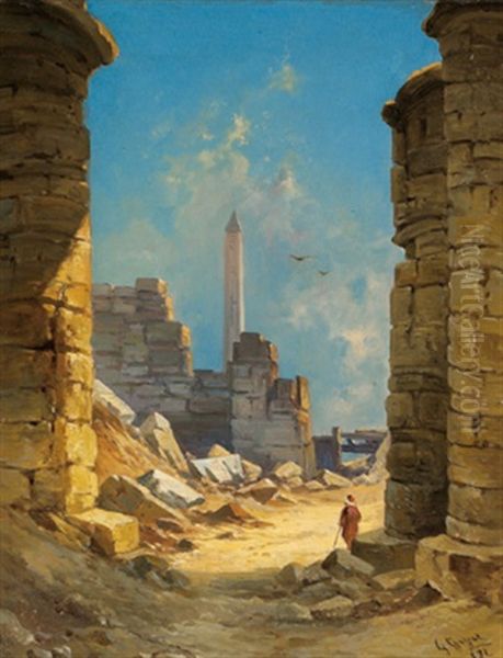 Ruinen In Karnak Oil Painting by Georg Geyer