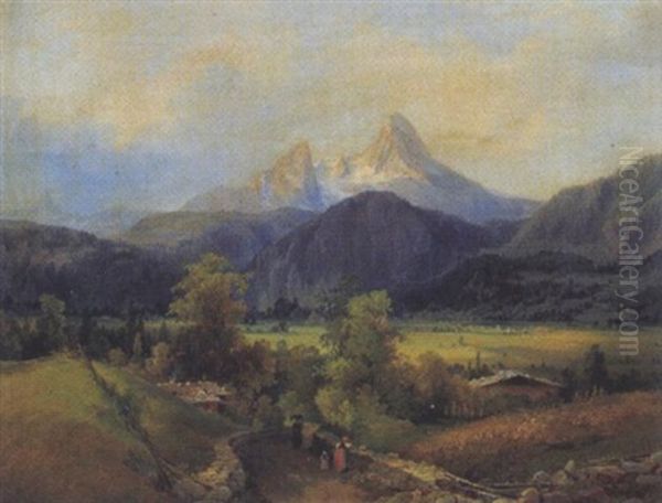 Eine Alpenlandschaft Oil Painting by Georg Geyer