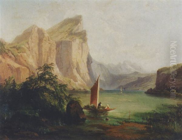 Landschaft Am Walensee Oil Painting by Georg Geyer