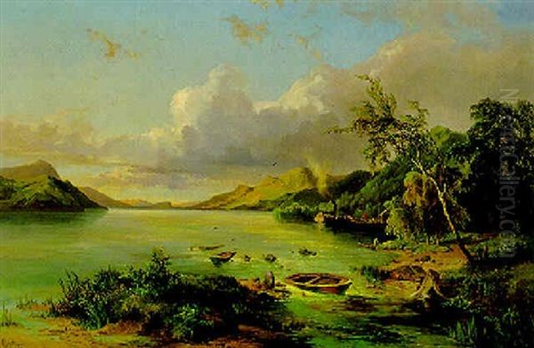 Fluslandschaft Bei Herannahendem Gewitter Oil Painting by Georg Geyer