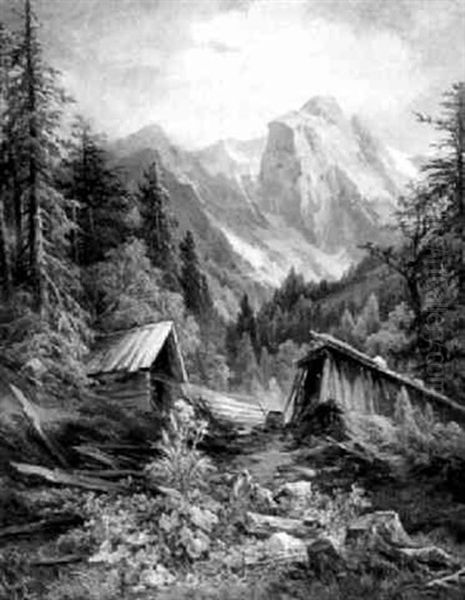 Hollengebirge Im Salzkammergut Oil Painting by Georg Geyer