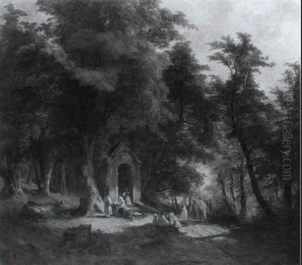 Die Prozession Zur Waldkapelle Oil Painting by Georg Geyer