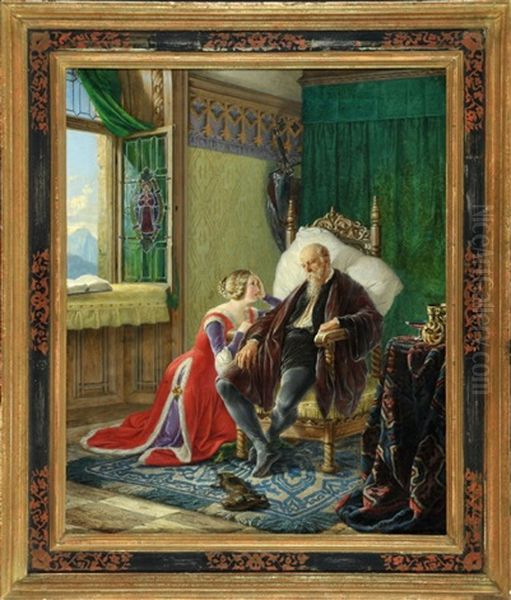 Der Kranke Ritter, Von Seiner Tochter Gepflegt Oil Painting by Johann Josef Geyer