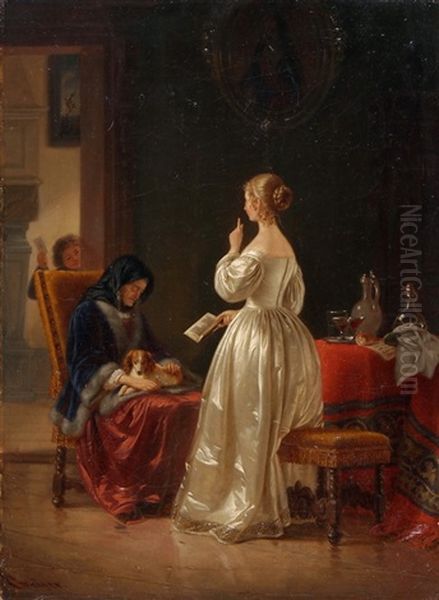 Der Liebesbrief Oil Painting by Johann Josef Geyer