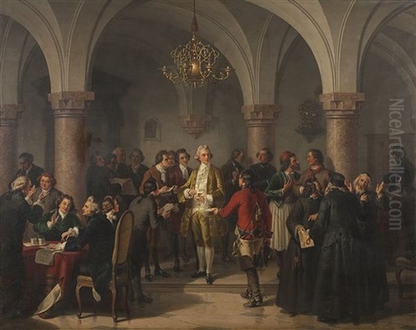 Das Grose Kolloquium Oil Painting by Johann Josef Geyer