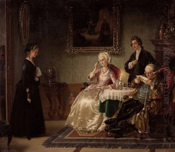 Das Schuchterne Dienstmadchen Oil Painting by Johann Josef Geyer