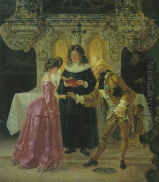 Hochzeitsszene Im Rokokostil Oil Painting by Johann Josef Geyer