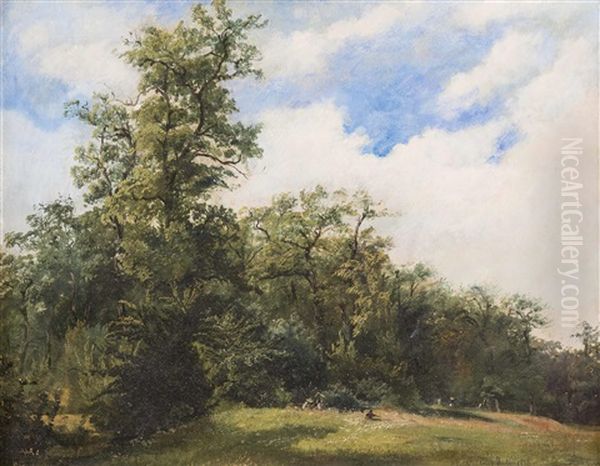 Sommerlandschaft Mit Personen Am Waldrand Oil Painting by Carl Geyling