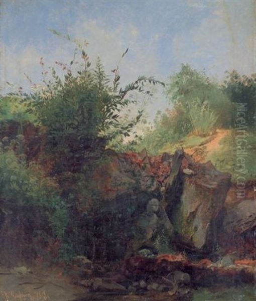 Wiesengrund Mit Felsblocken Oil Painting by Carl Geyling