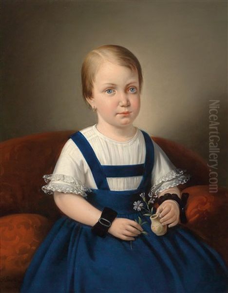 Bildnis Eines Madchens Im Blauen Kleid Oil Painting by Franz Geyling