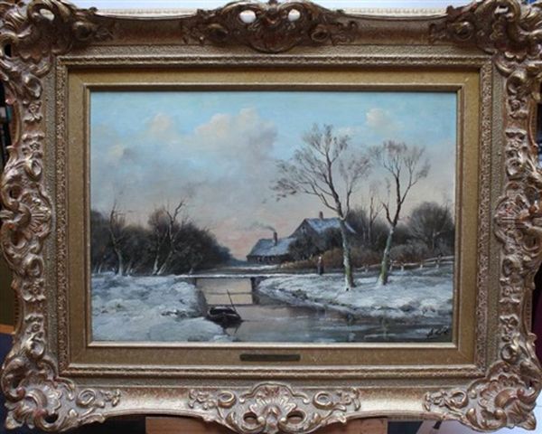 Winterlandschap Oil Painting by Adriaan Marinus Geyp