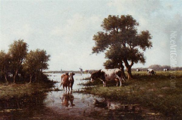 Cows Near The Water by Adriaan Marinus Geyp