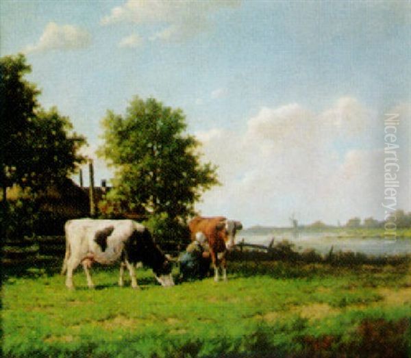 Mjolkdags Oil Painting by Adriaan Marinus Geyp