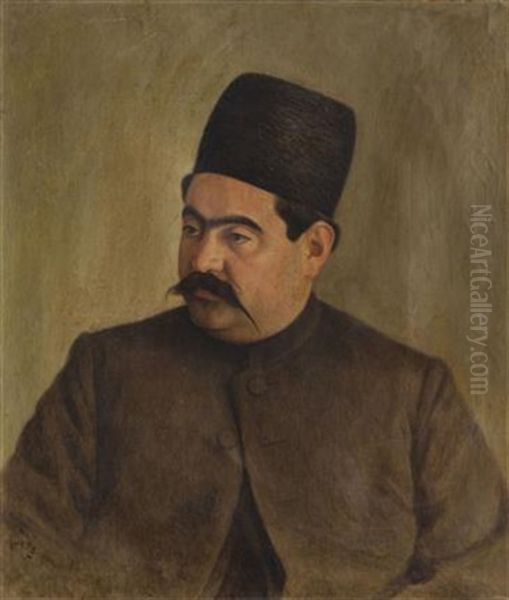 Portrait Of Fakhr-ol-molk Ardalan Oil Painting by Muhammad Ghaffari