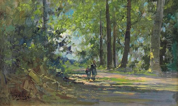 Passeggiata Nel Bosco Oil Painting by Cesare Gheduzzi