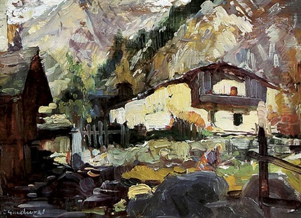 Rustico Oil Painting by Cesare Gheduzzi