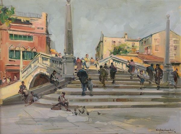 Ponte Delle Guglie, Venezia Oil Painting by Cesare Gheduzzi